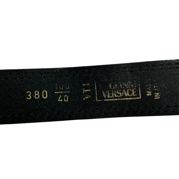 Rare Genuine GIANNI VERSACE Black Leather Relief Joint Medusa Unisex Belt 40 main image 11